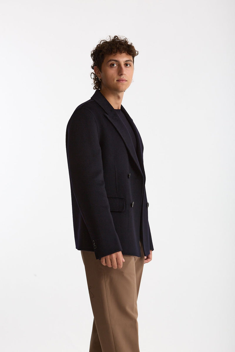 Giacca doppiopetto in lana blu men Hosio - 3