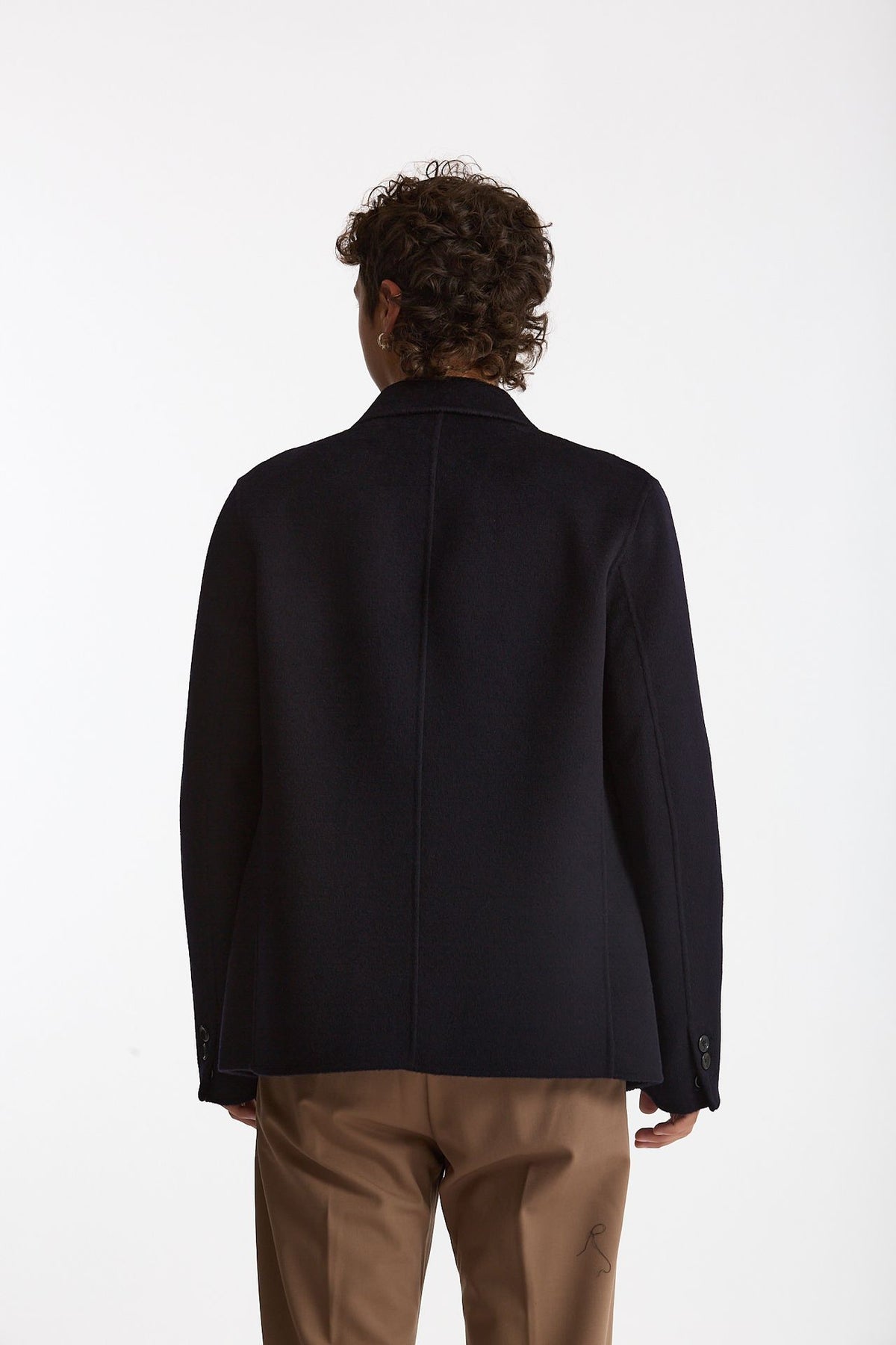 Giacca doppiopetto in lana blu men Hosio - 4