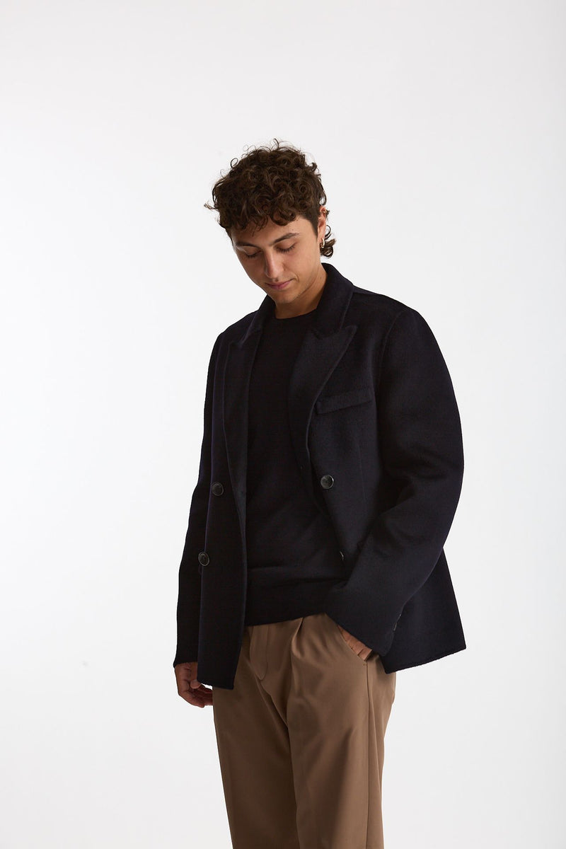 Giacca doppiopetto in lana blu men Hosio - 1
