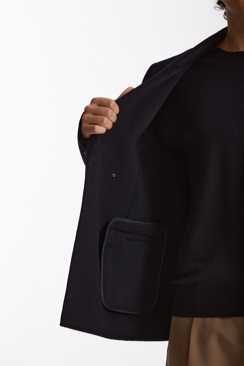 Giacca doppiopetto in lana blu men Hosio - 5