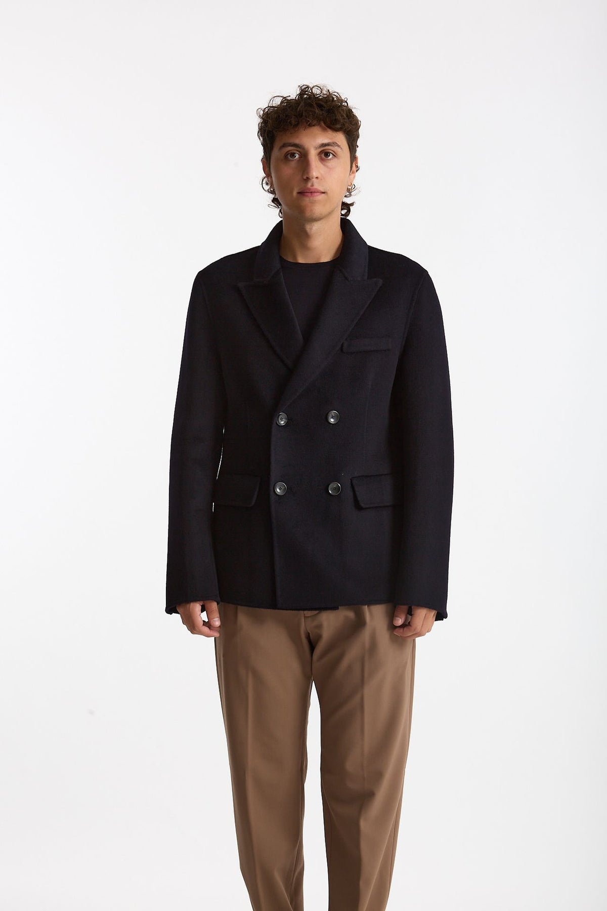 Giacca doppiopetto in lana blu men Hosio - 7
