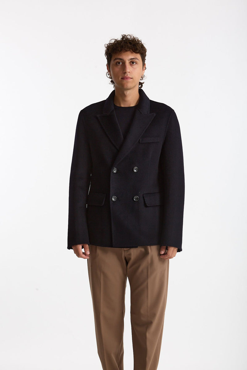 Giacca doppiopetto in lana blu men Hosio - 7