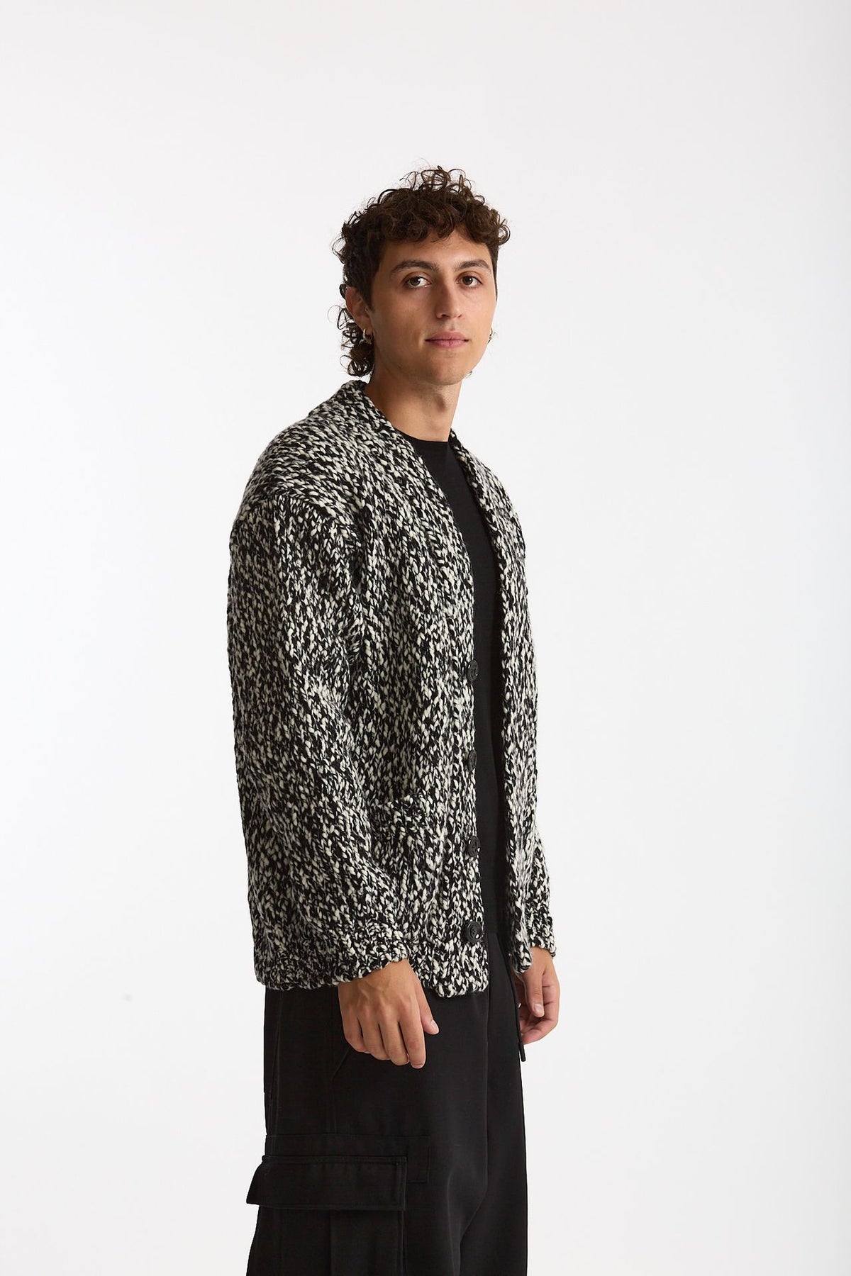Cardigan in lana e nylon fantasia men Hosio - 1
