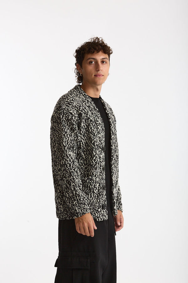 Cardigan in lana e nylon fantasia men Hosio