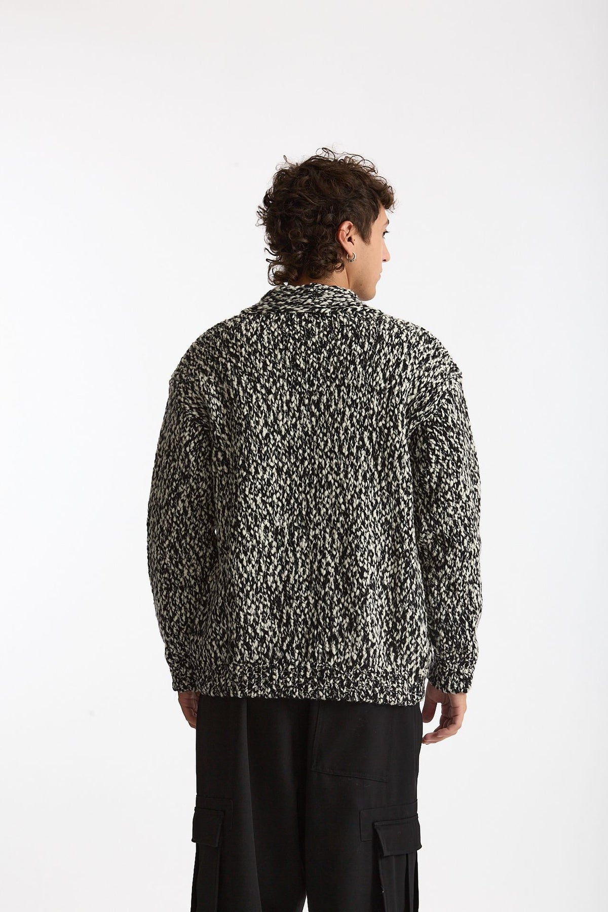 Cardigan in lana e nylon fantasia men Hosio - 3