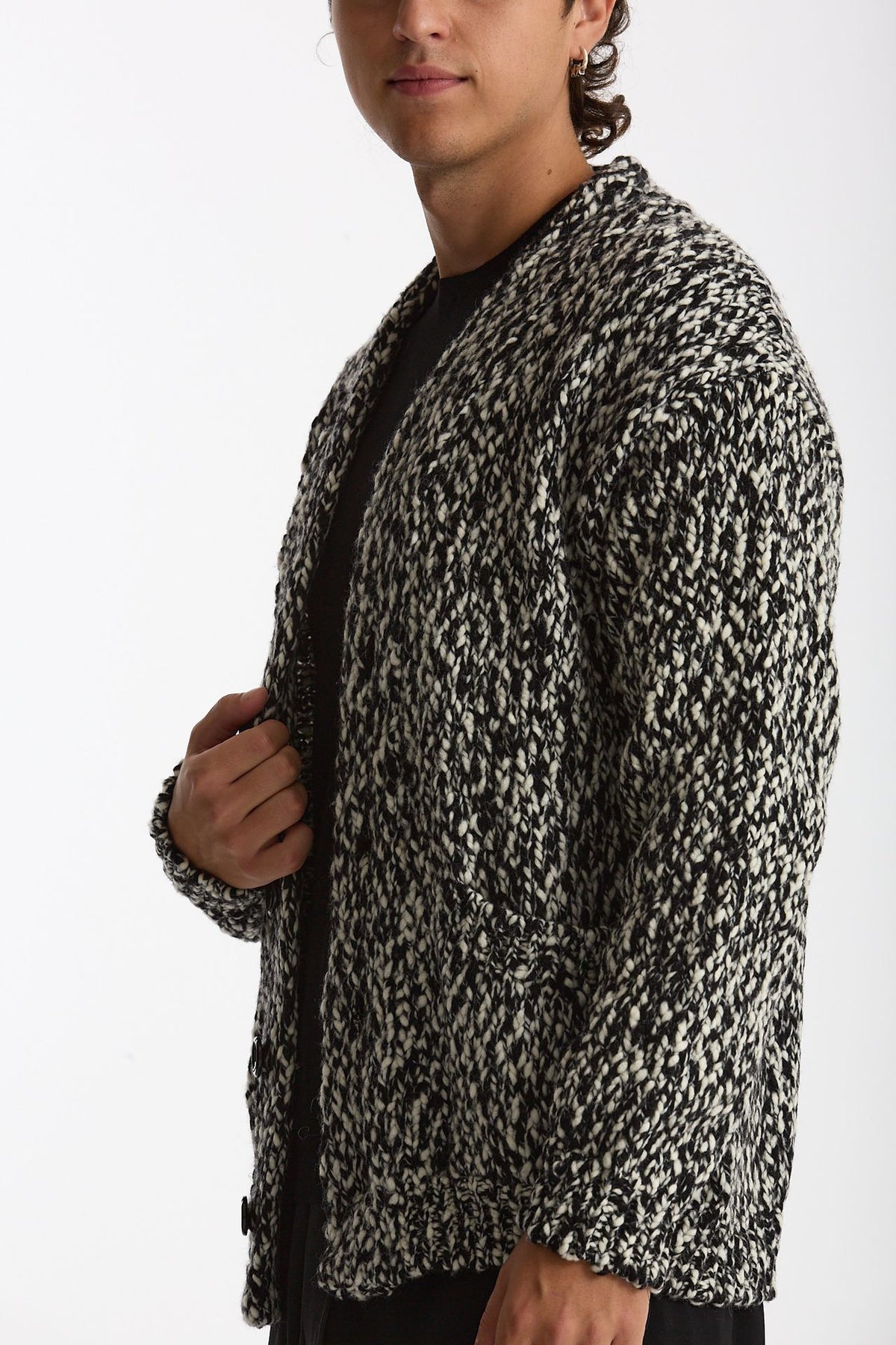 Cardigan in lana e nylon fantasia men Hosio - 4