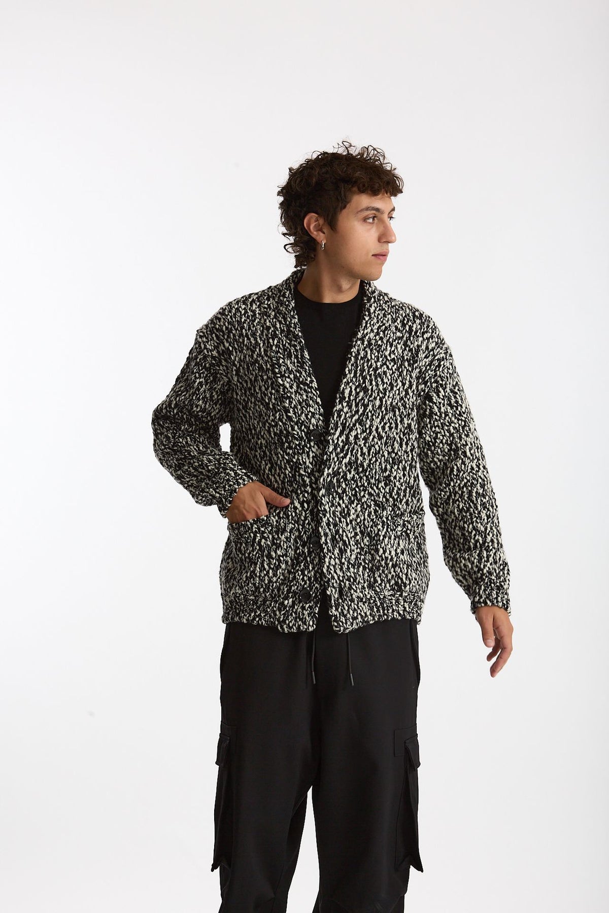 Cardigan in lana e nylon fantasia men Hosio - 5