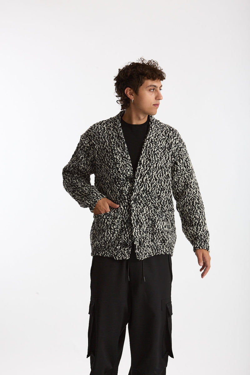 Cardigan in lana e nylon fantasia men Hosio - 5