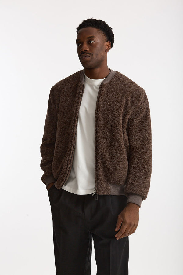 Bomber in lana marrone men Hosio