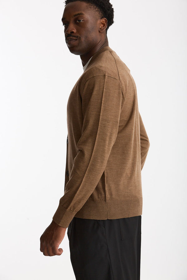 Cardigan in lana rasata cammello men Hosio