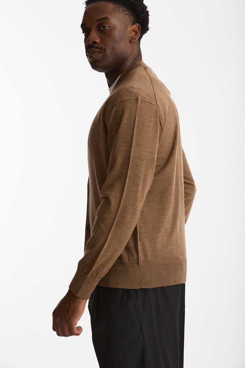 Cardigan in lana rasata cammello men Hosio - 2