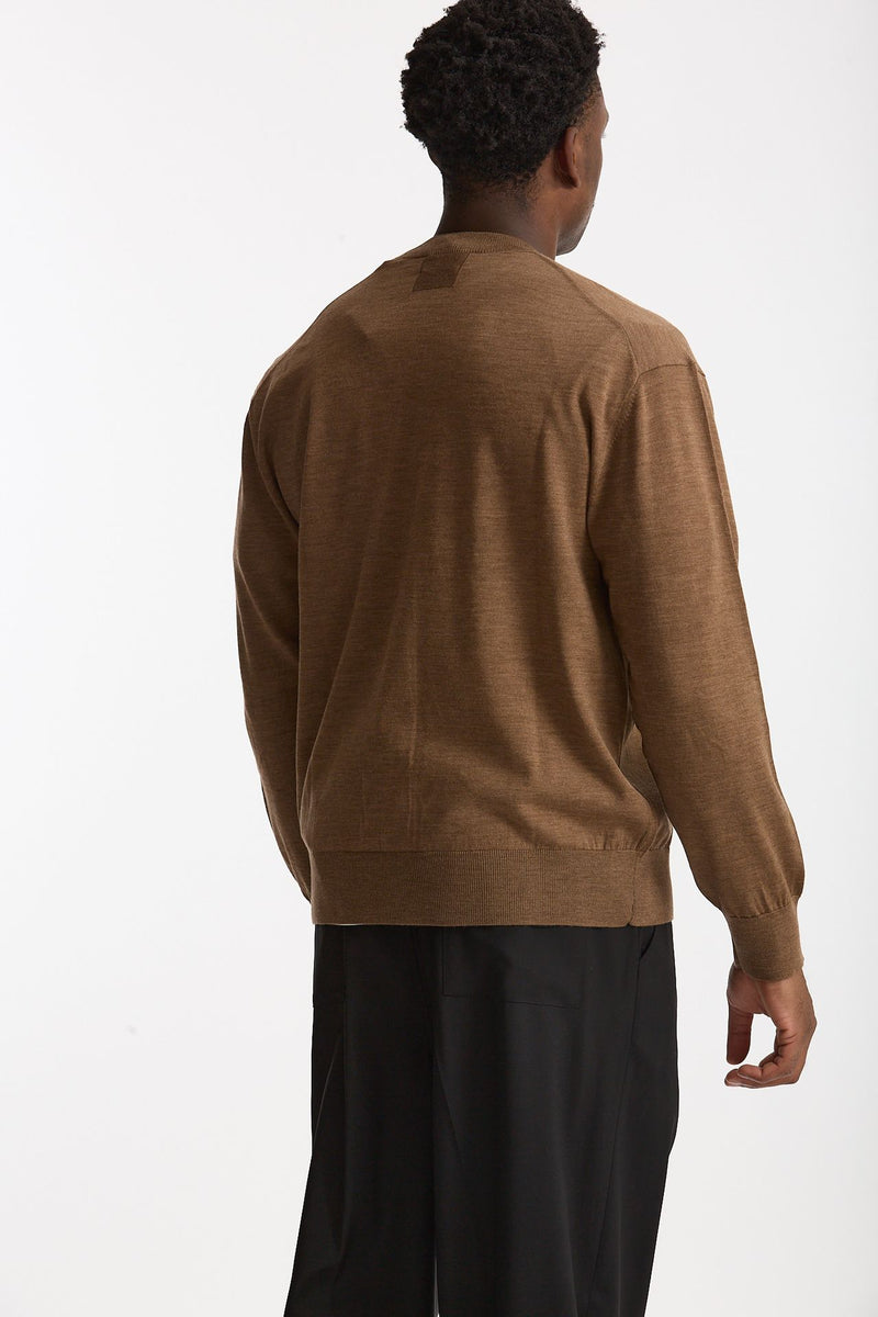 Cardigan in lana rasata cammello men Hosio - 3