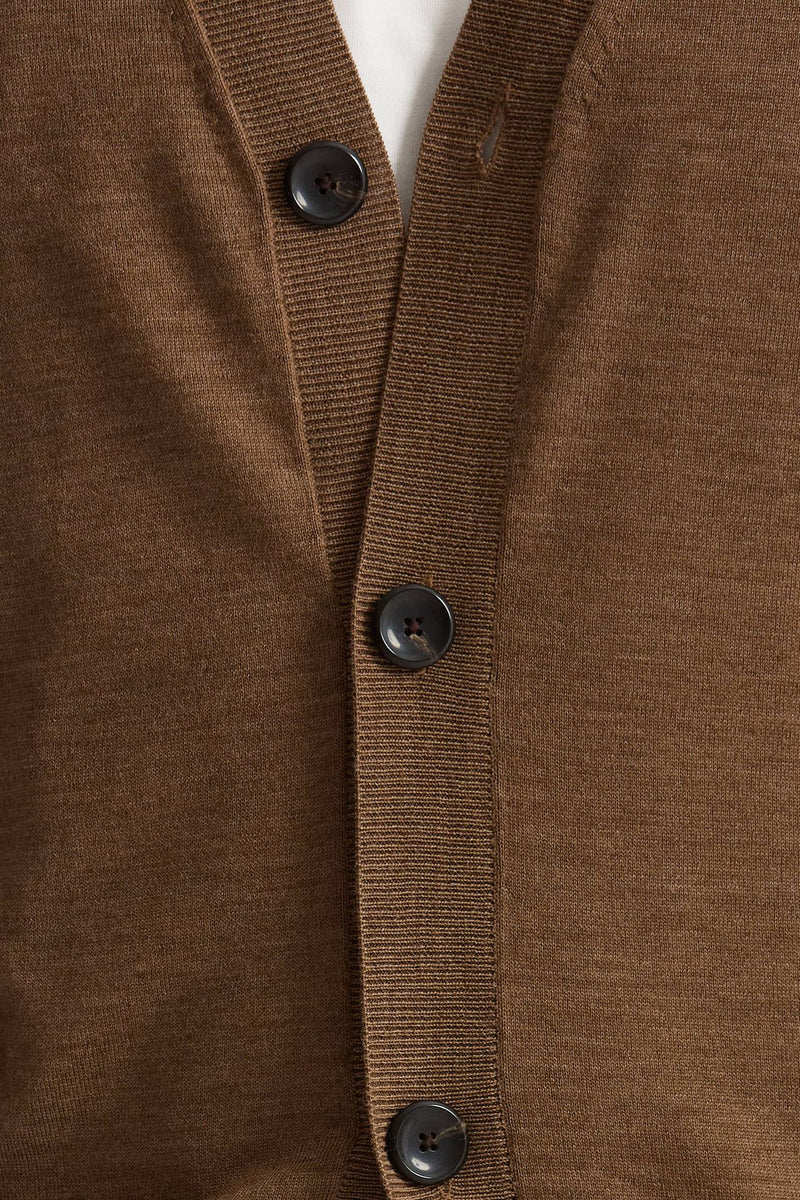 Cardigan in lana rasata cammello men Hosio - 4