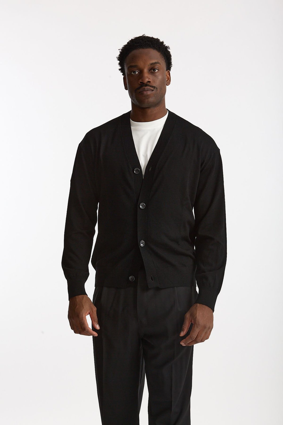 Cardigan in lana rasata nero men Hosio - 1