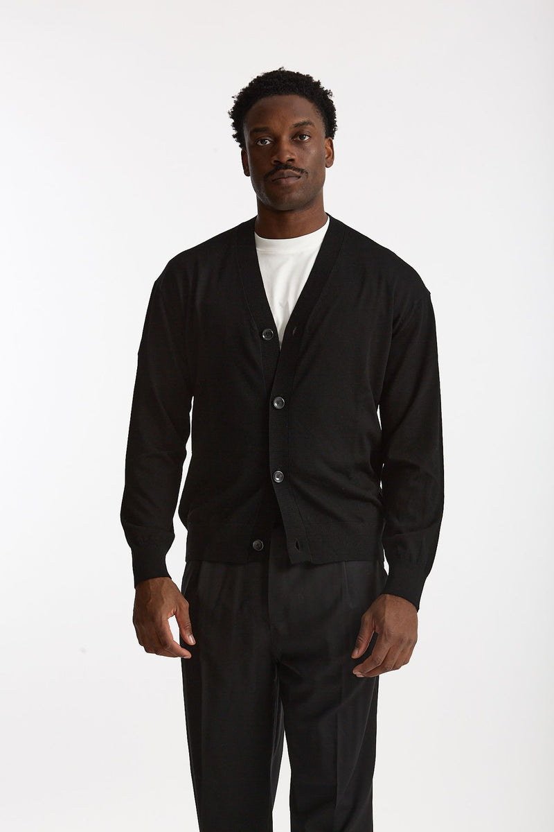 Cardigan in lana rasata nero men Hosio - 1