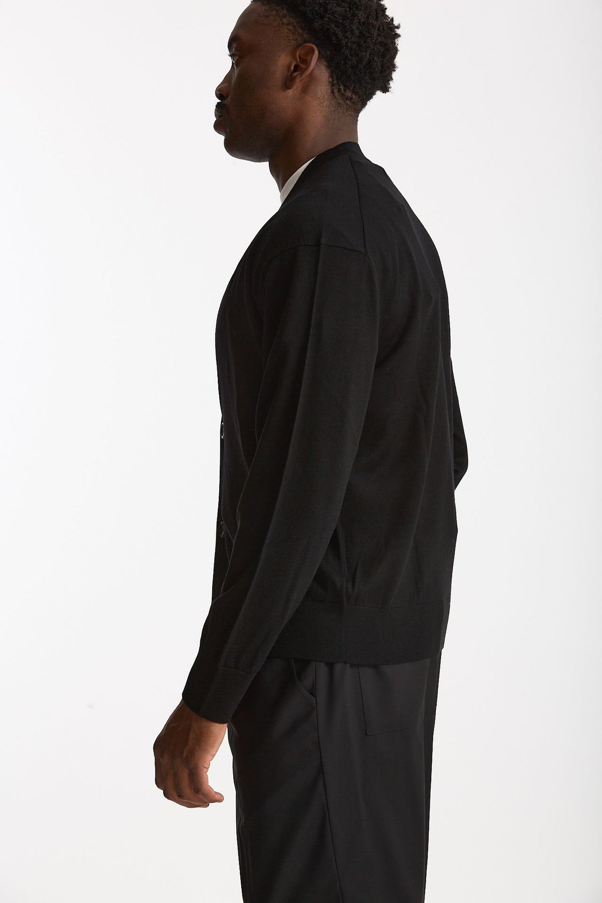Cardigan in lana rasata nero men Hosio - 2