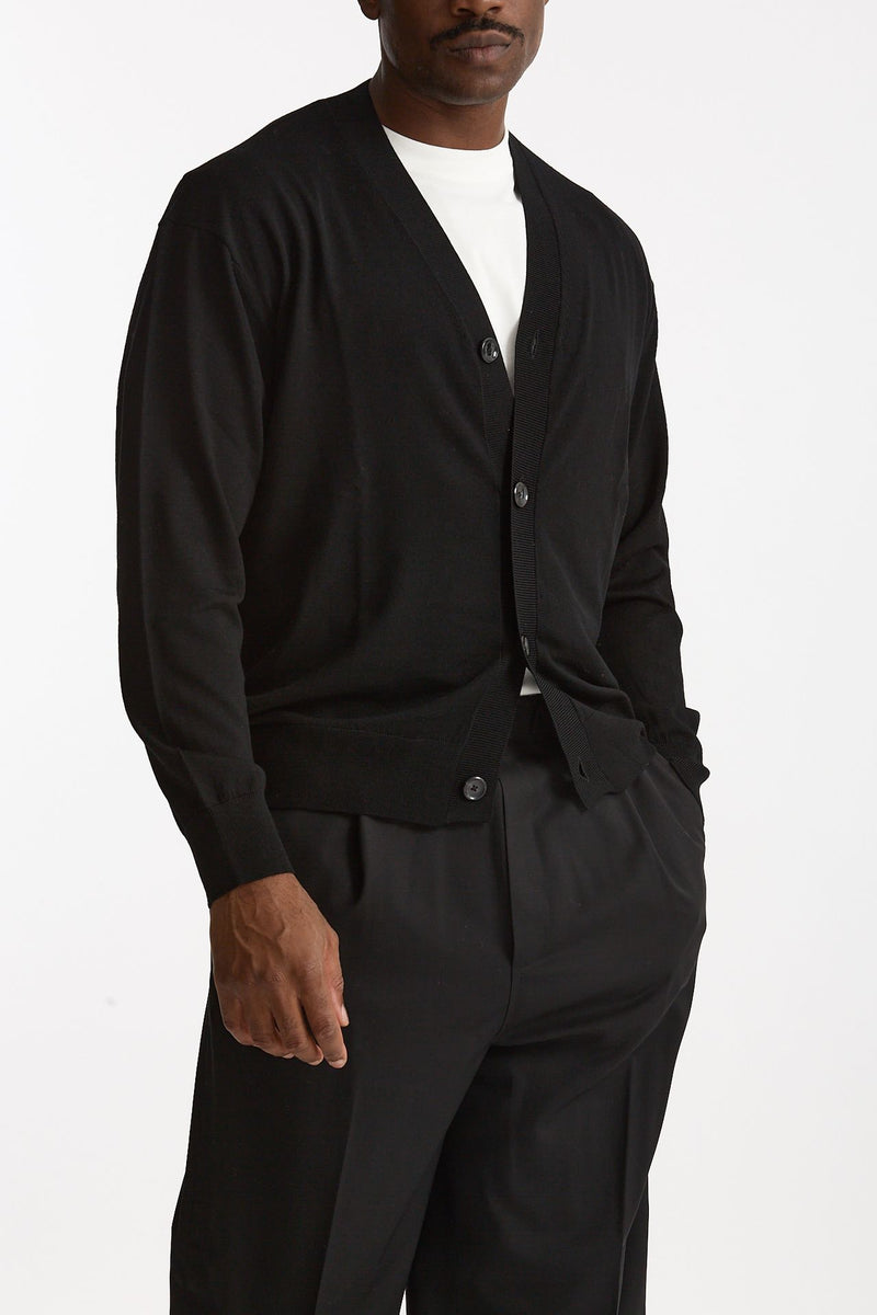 Cardigan in lana rasata nero men Hosio - 4