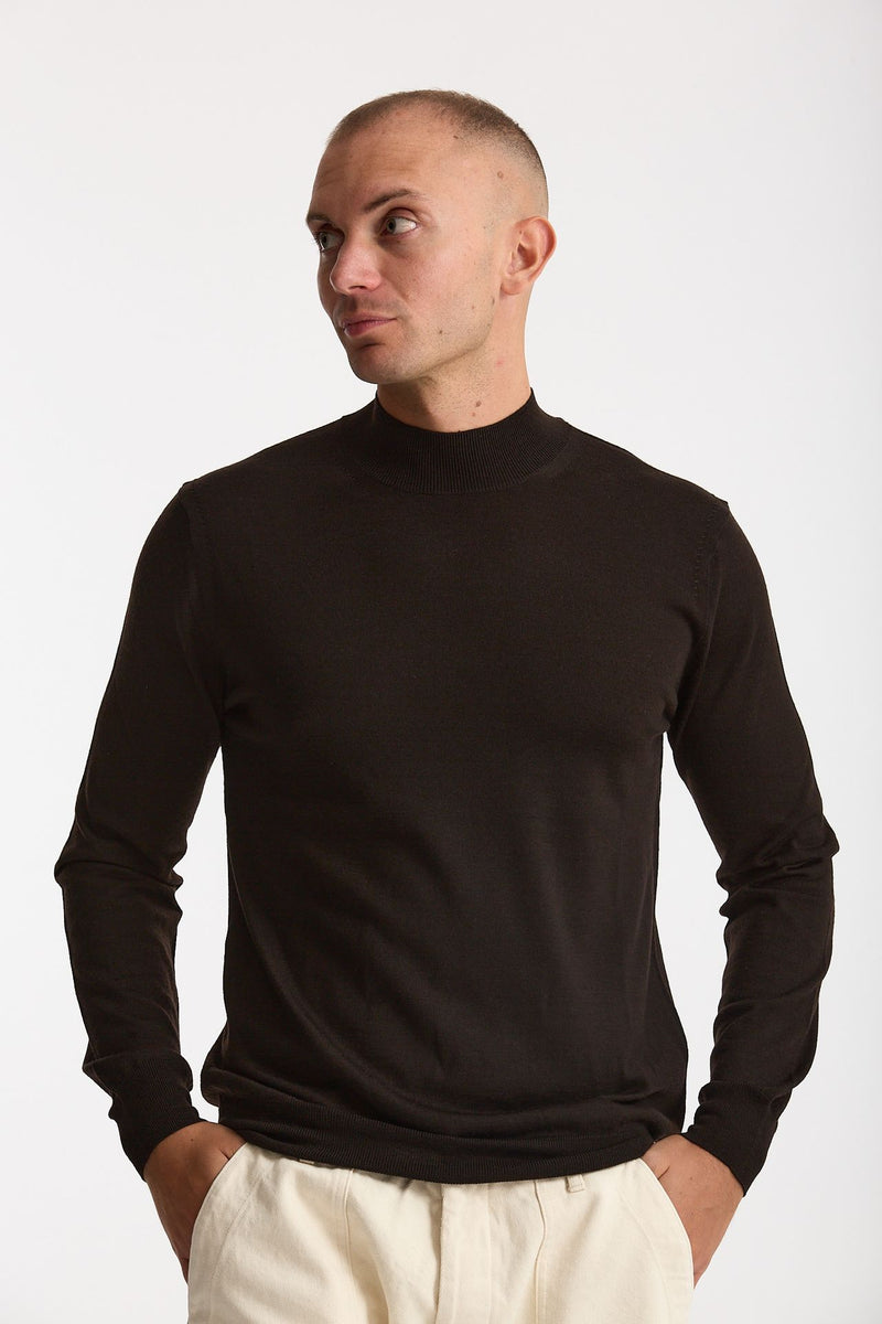 Lupetto in lana rasata marrone men Hosio - 1