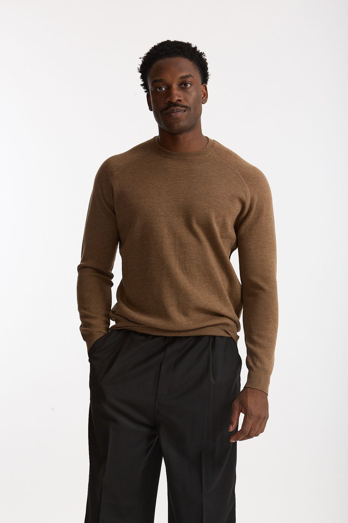 Maglia girocollo in lana cammello men Hosio - 1