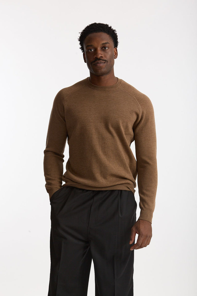 Maglia girocollo in lana cammello men Hosio - 1