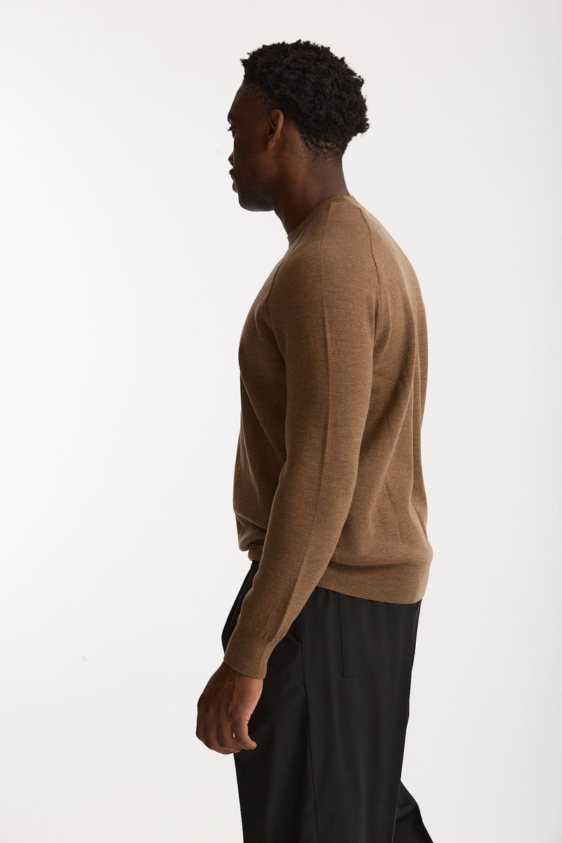 Maglia girocollo in lana cammello men Hosio - 2