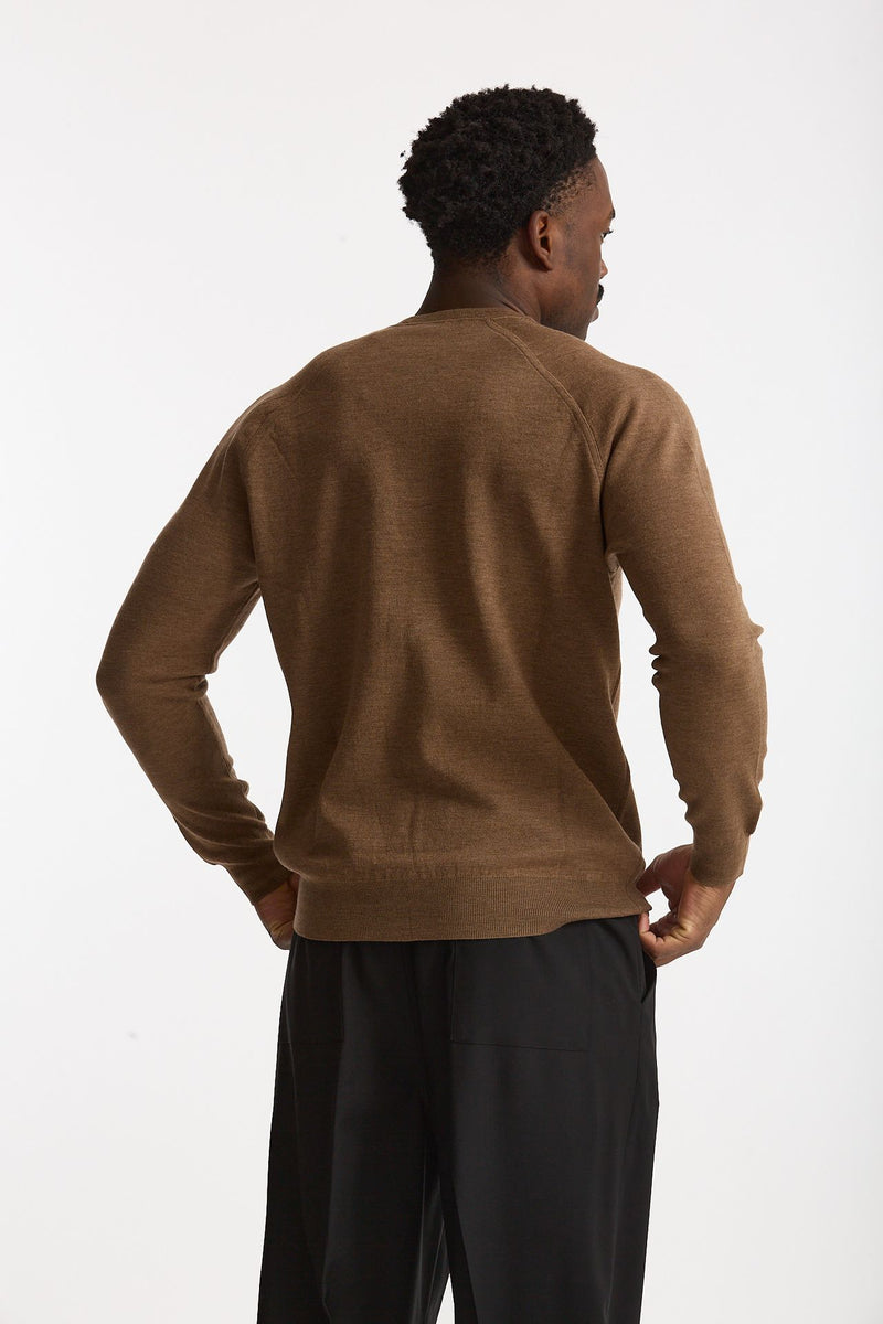 Maglia girocollo in lana cammello men Hosio - 3