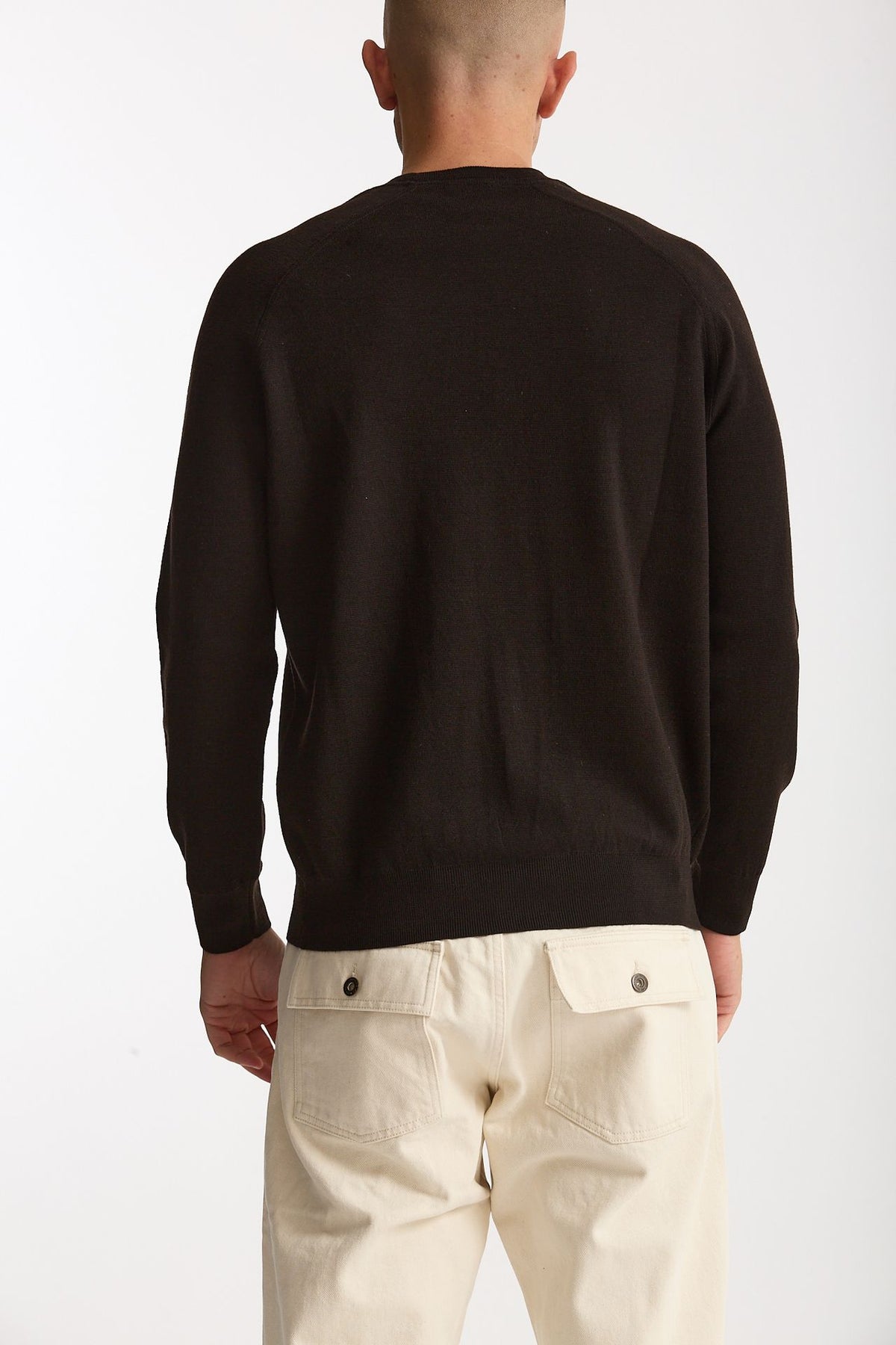 Maglia girocollo in lana marrone men Hosio - 3