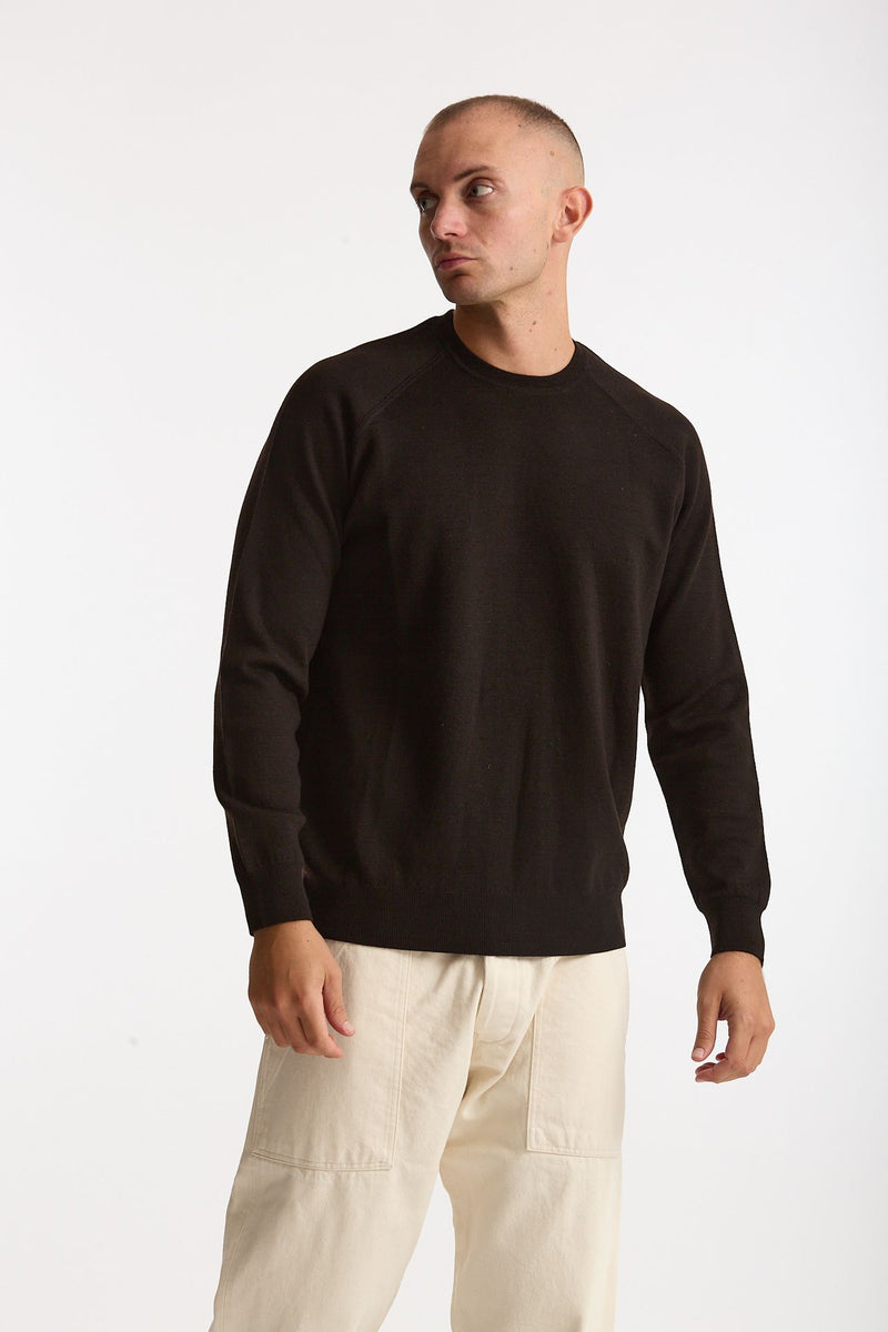 Maglia girocollo in lana marrone men Hosio - 4