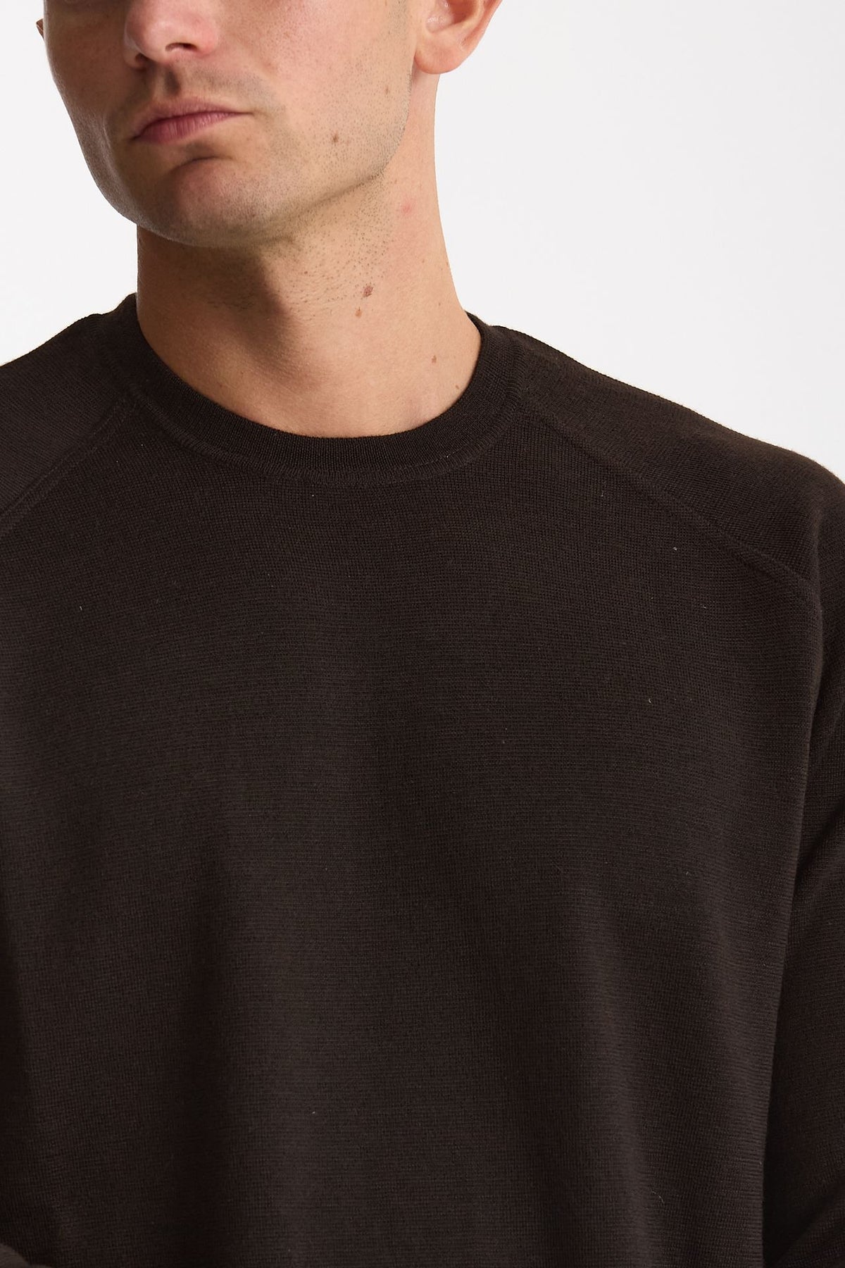 Maglia girocollo in lana marrone men Hosio - 5