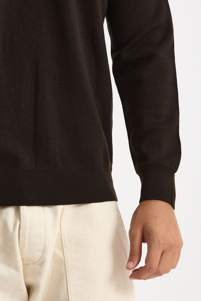 Maglia girocollo in lana marrone men Hosio - 6