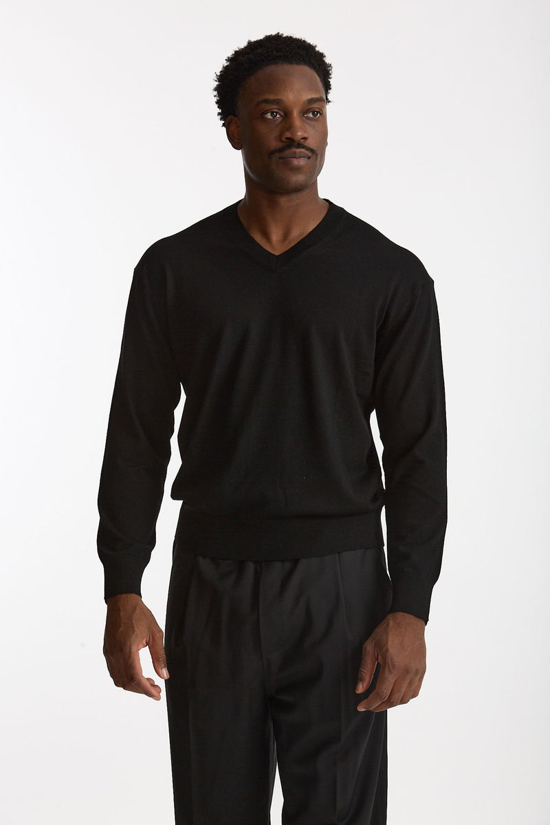 Maglia in lana rasata nero men Hosio - 2