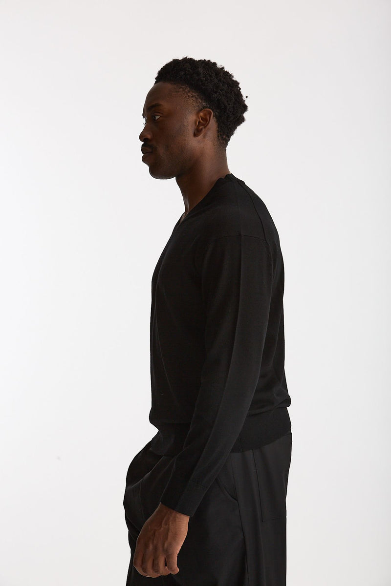 Maglia in lana rasata nero men Hosio - 3