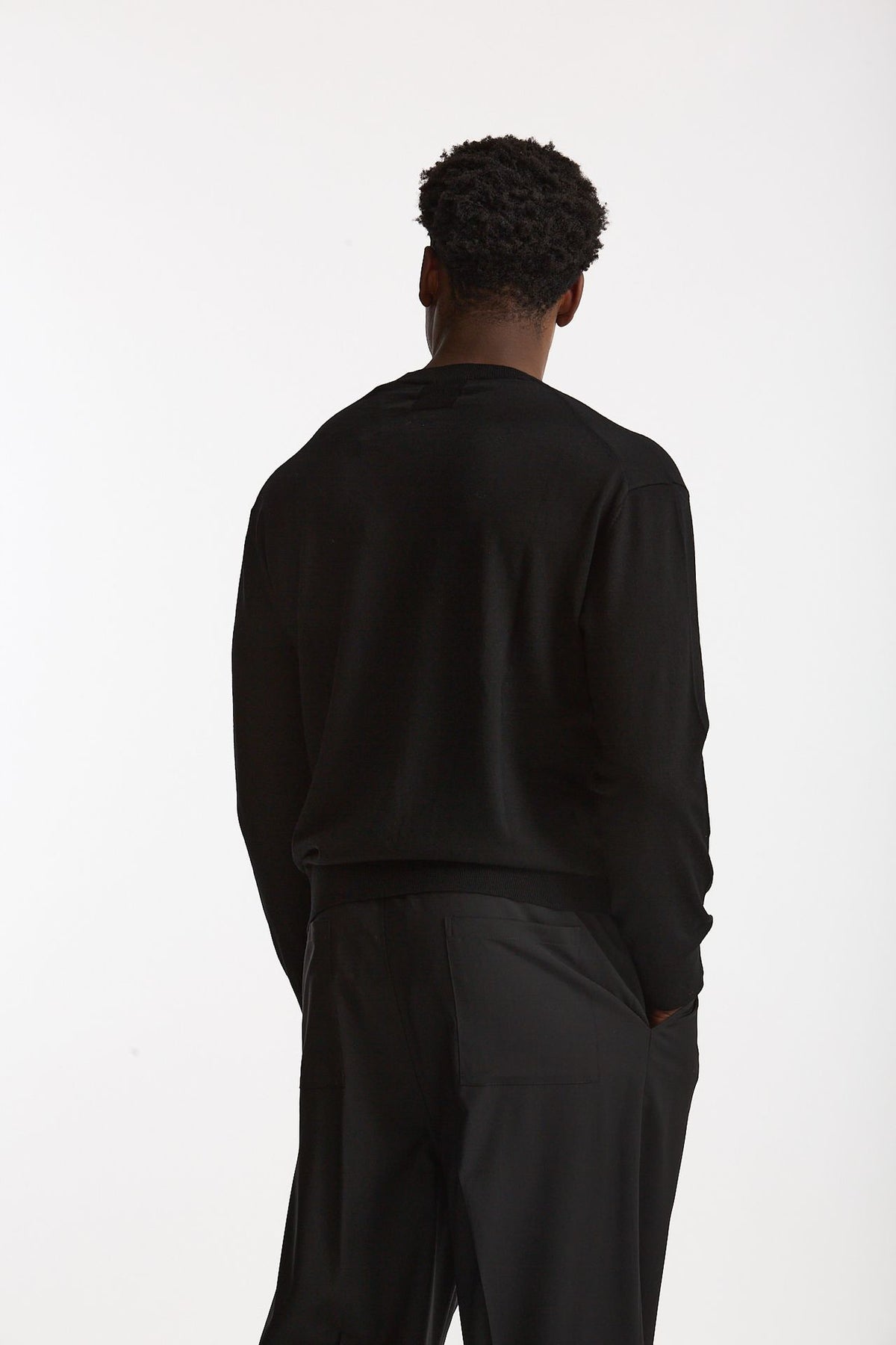 Maglia in lana rasata nero men Hosio - 4