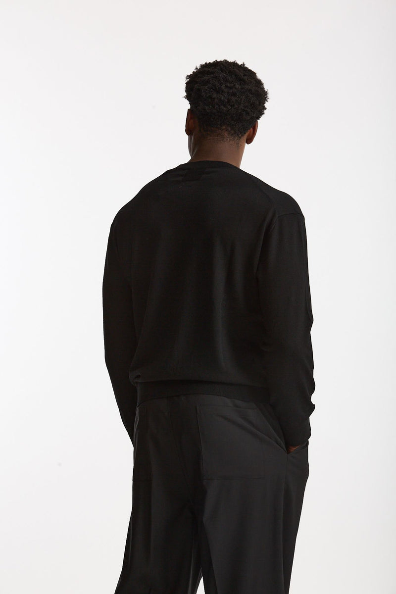Maglia in lana rasata nero men Hosio - 4