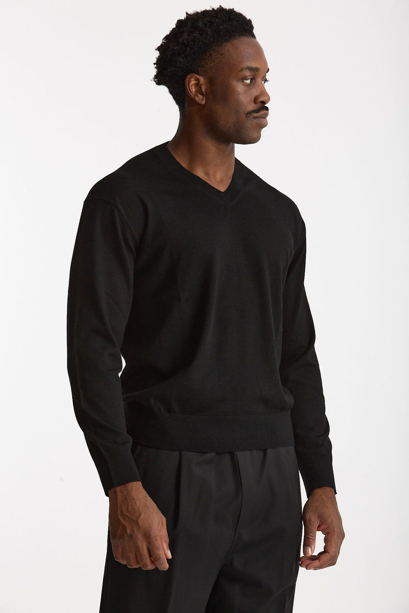 Maglia in lana rasata nero men Hosio - 1