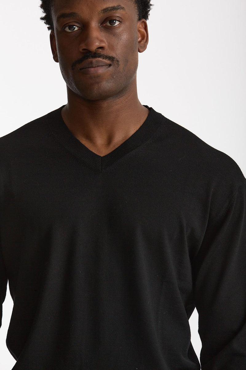 Maglia in lana rasata nero men Hosio - 5
