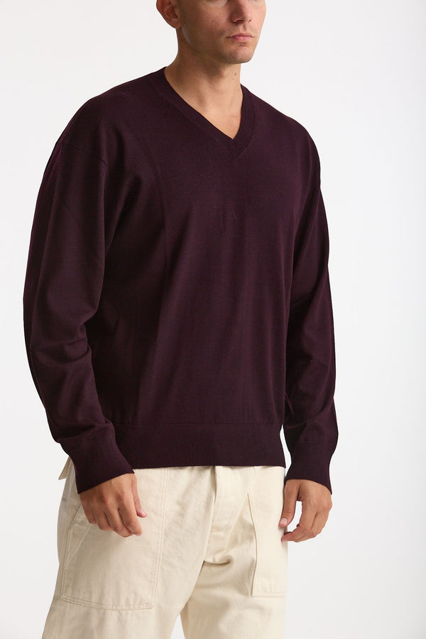 Maglia in lana rasata bordeaux men Hosio