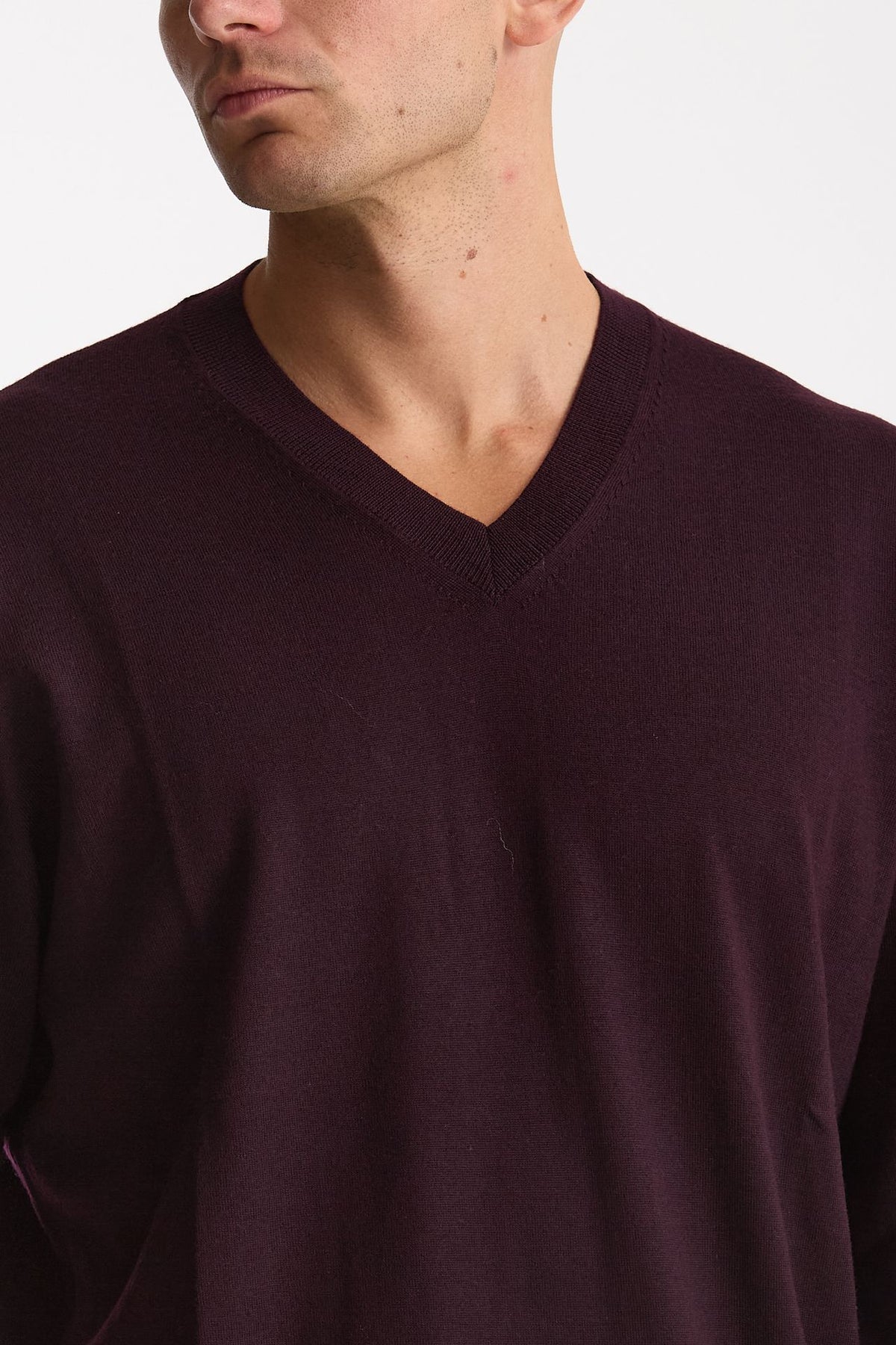 Maglia in lana rasata bordeaux men Hosio - 5