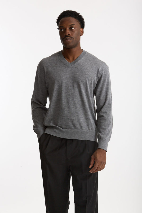 Maglia in lana rasata grigio men Hosio
