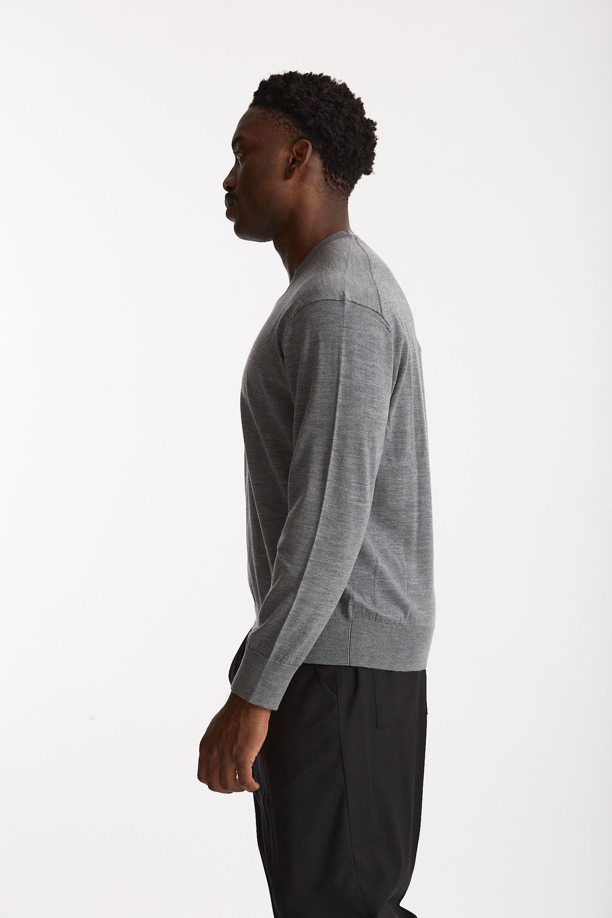 Maglia in lana rasata grigio men Hosio - 2