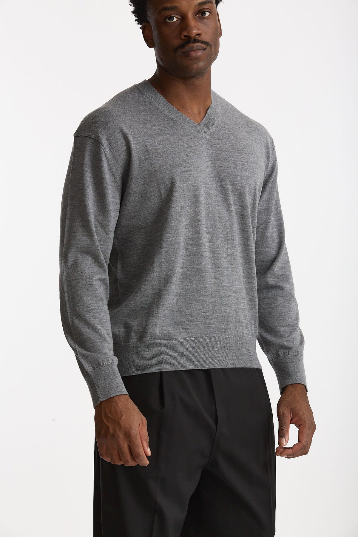 Maglia in lana rasata grigio men Hosio - 4