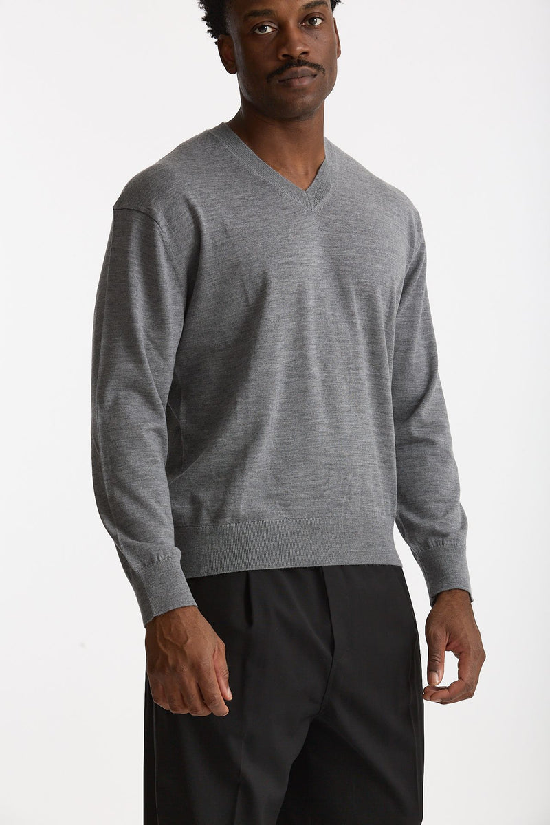 Maglia in lana rasata grigio men Hosio - 4