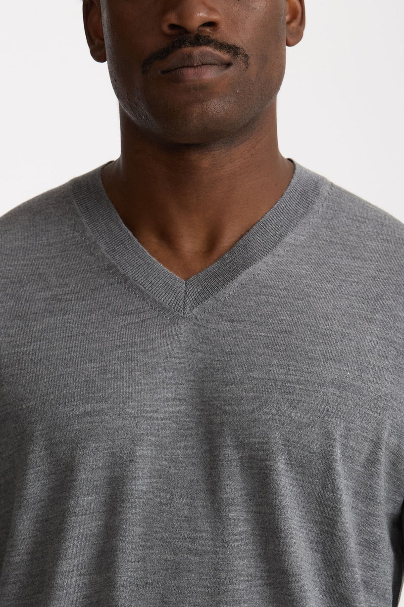 Maglia in lana rasata grigio men Hosio - 5