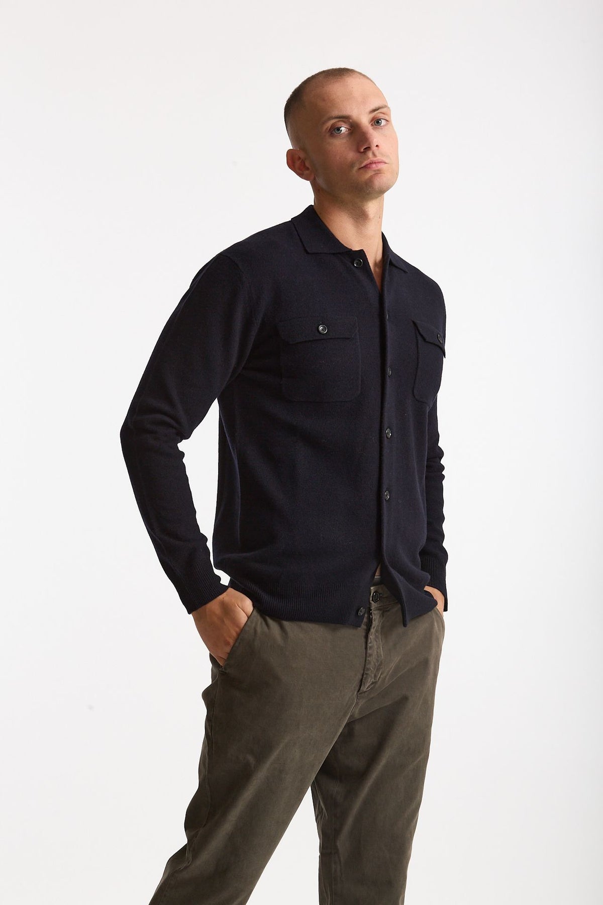 Maglia in lana supergeelong blu men Hosio - 4