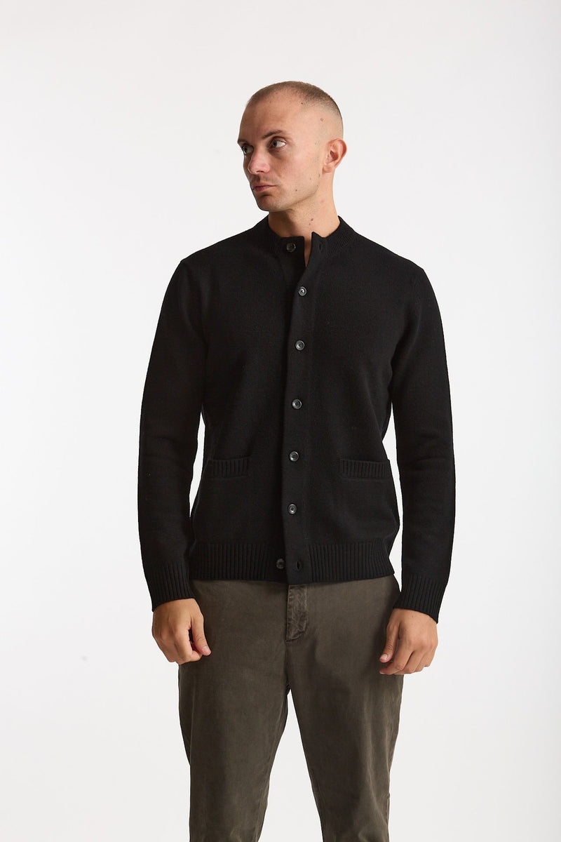 Cardigan in lana supergeelong nero men Hosio - 2