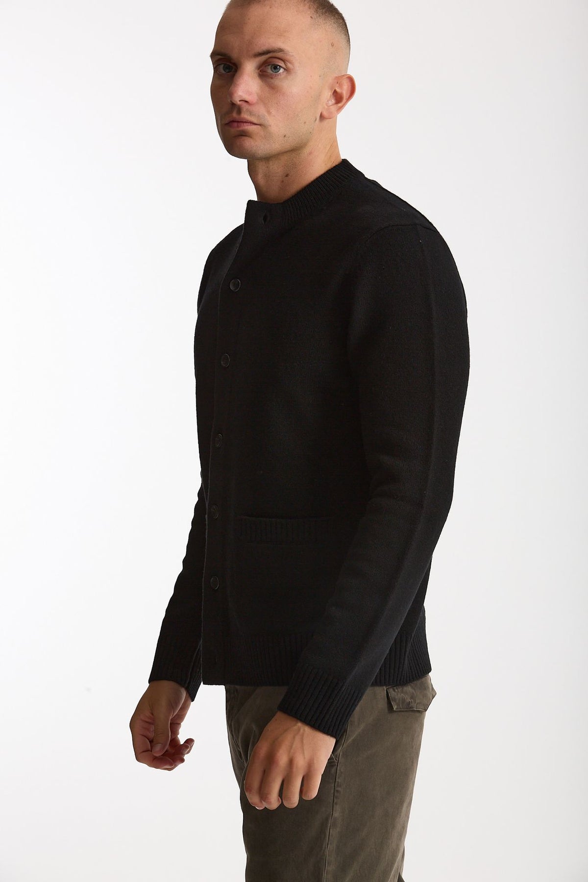 Cardigan in lana supergeelong nero men Hosio - 3