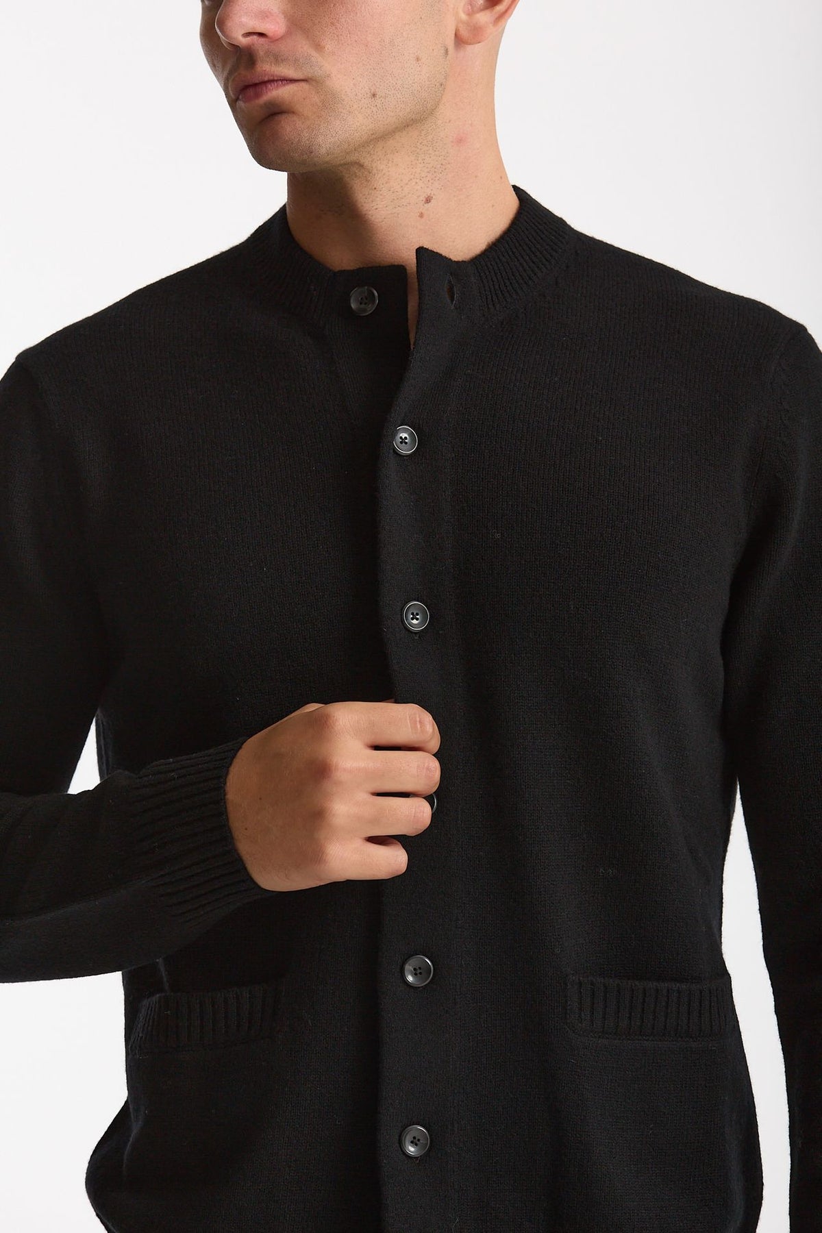 Cardigan in lana supergeelong nero men Hosio - 5