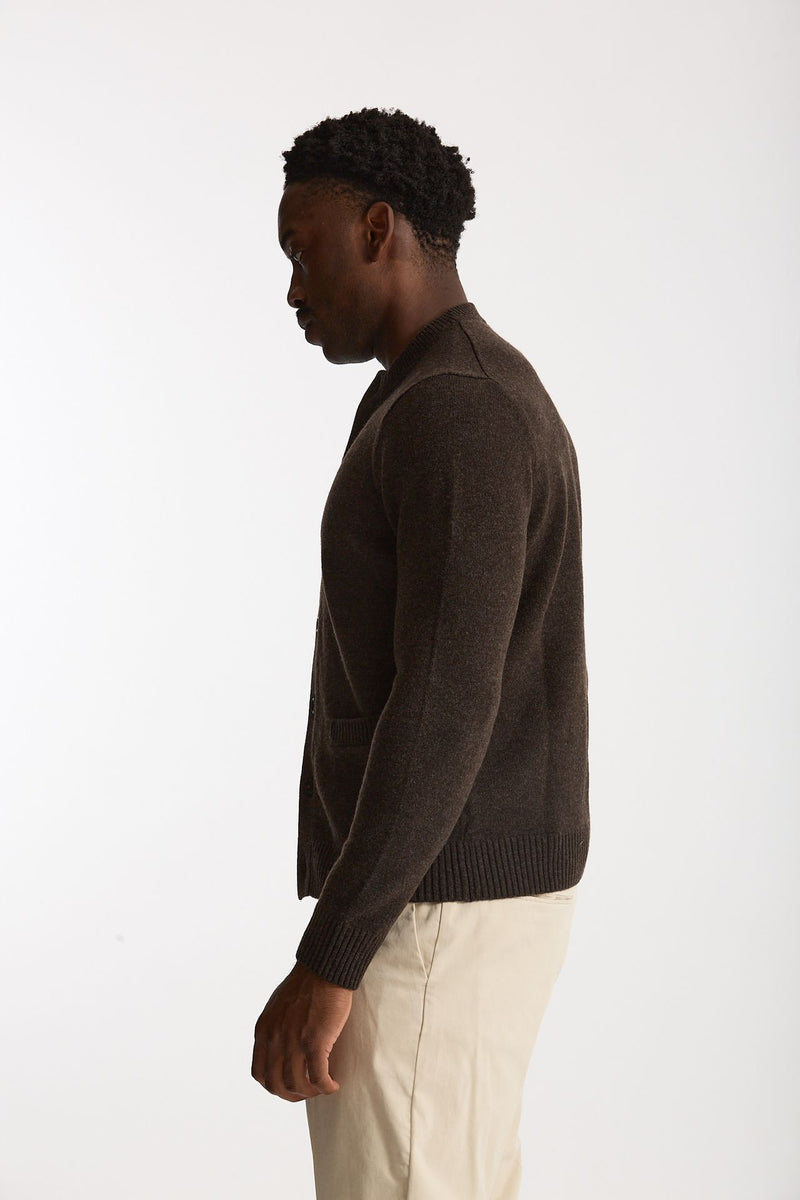 Cardigan in lana supergeelong marrone men Hosio - 1