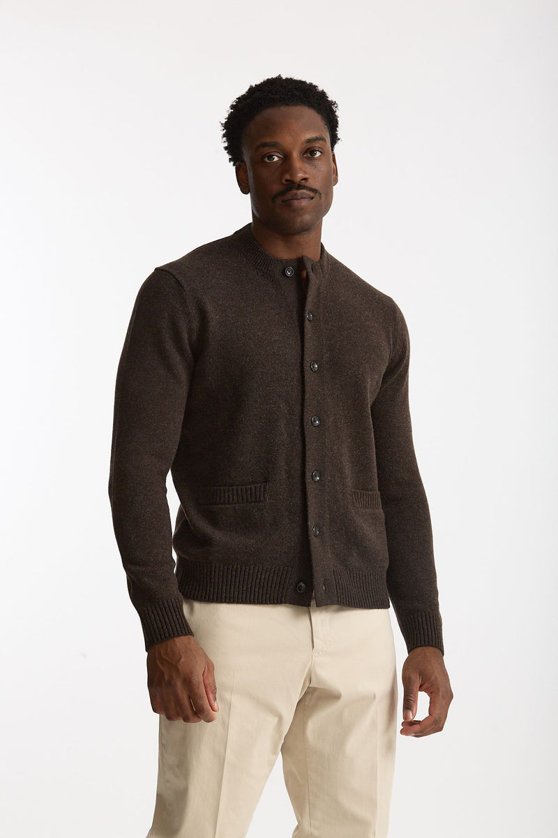 Cardigan in lana supergeelong marrone men Hosio - 4