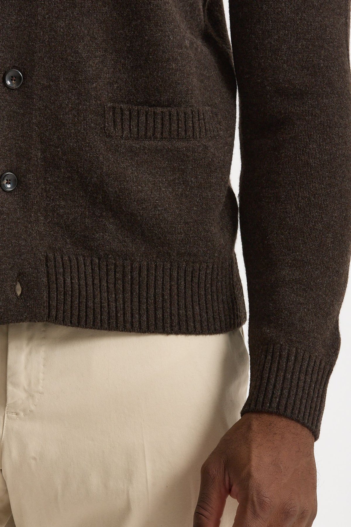 Cardigan in lana supergeelong marrone men Hosio - 6